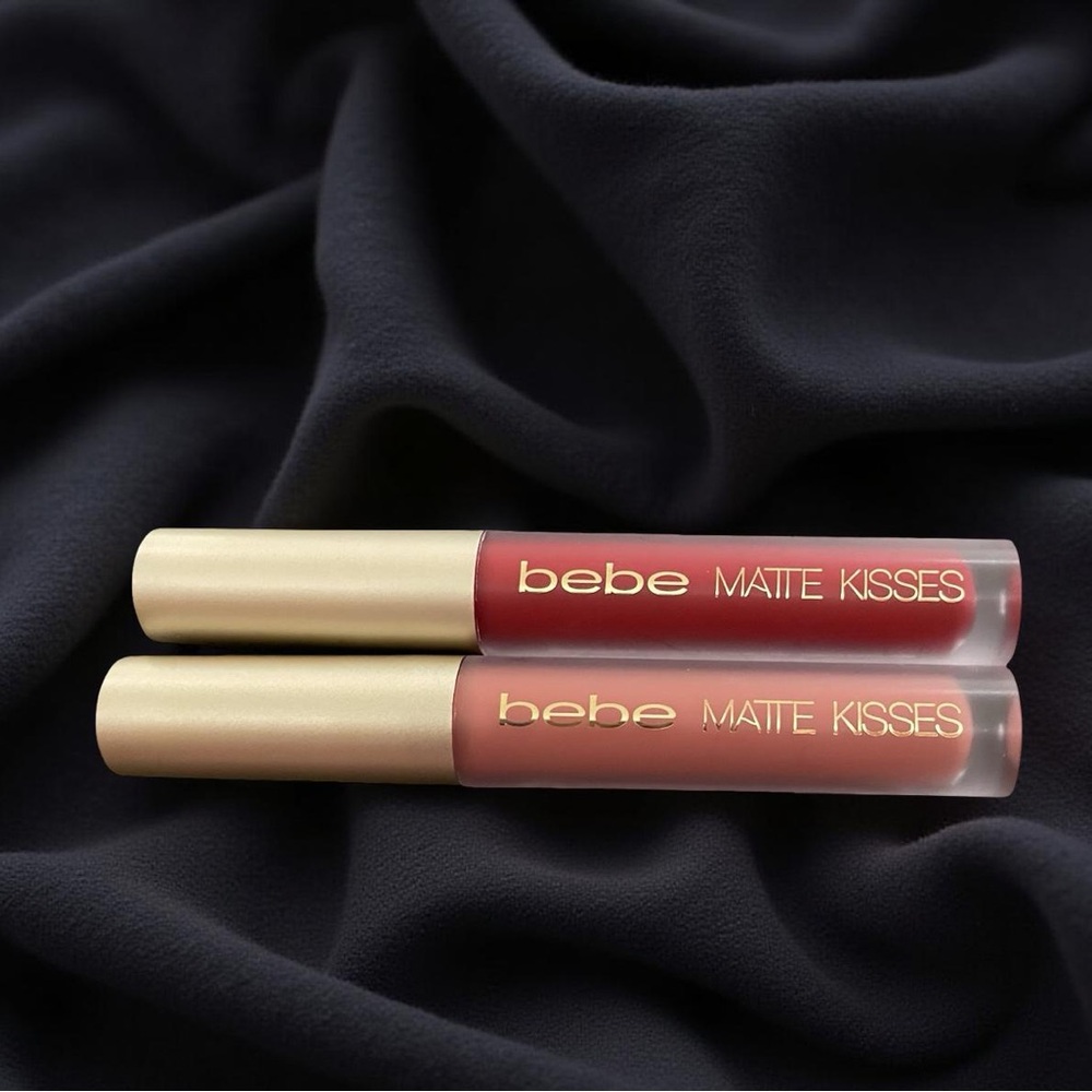 Bebe Matte Kisses Liquid Lipstick true red and natural pink full size set of two - Picture 2 of 10